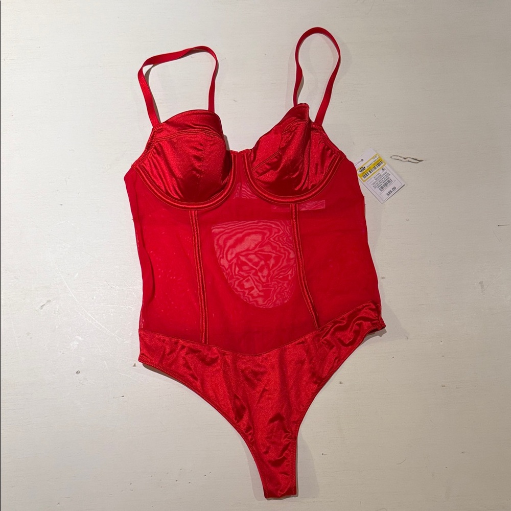 Red Sheer Bodysuit NEW sz XS